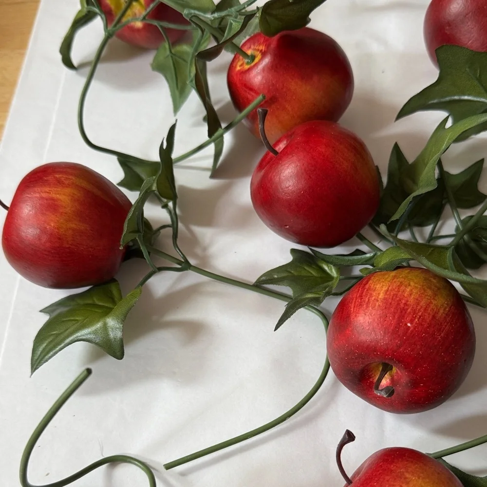 Festive Red Apple ornament real like can be added to Garland 15 count